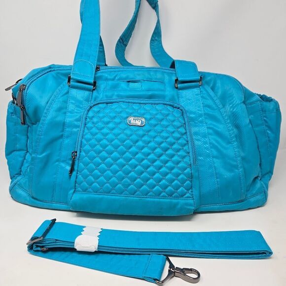 Lug Propeller Aqua Blue Duffle Bag Quilted Carry On Crossbody Shoulder Bag - Picture 2 of 11